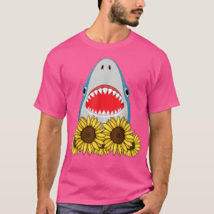 Sunflower Floral Flowers Shark Lover Gift T-Shirt