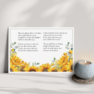 Sunflower floral frame 'Forever in the sun' poem Thank You Card