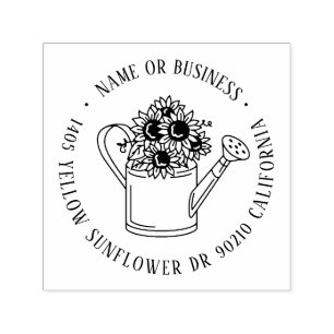 Sunflower Floral Garden Custom Name Return Address Self-inking Stamp