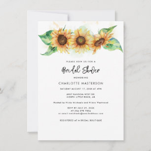 Sunflower Floral Greenery Botanical Bridal Shower Invitation