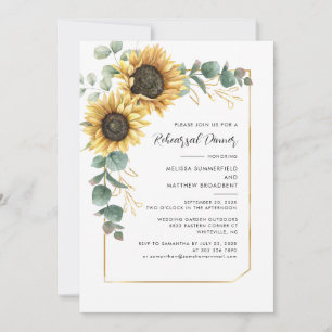 Sunflower Floral Greenery Rehearsal Dinner Invitation