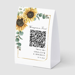 Sunflower Floral Honeymoon Fund QR Code Wedding