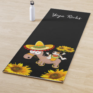 Sunflower Floral Horse Yoga Mat