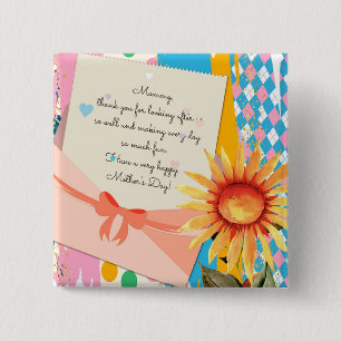 Sunflower Floral Letter Envelope Mother's Day 15 Cm Square Badge
