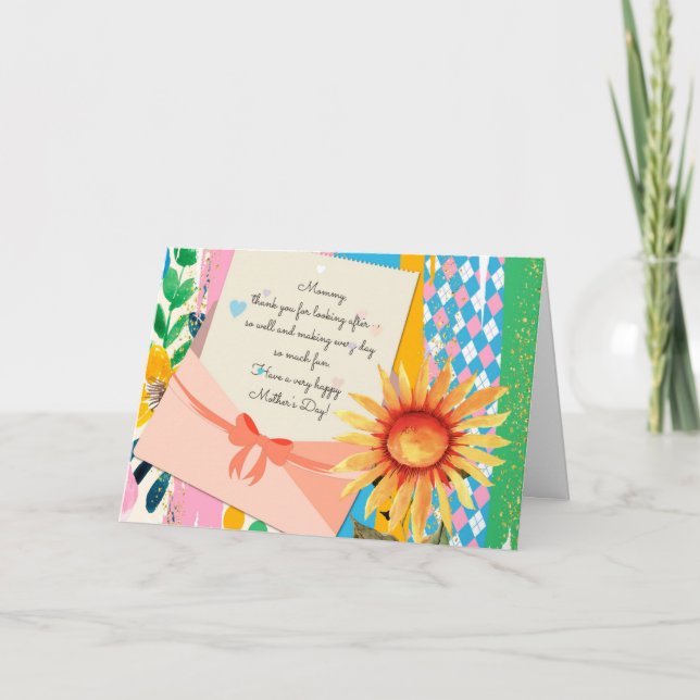 Sunflower Floral Letter Envelope Mother's Day Card (Front)