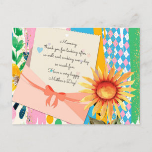 Sunflower Floral Letter Envelope Mother's Day Postcard