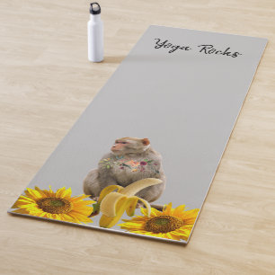 Sunflower Floral Monkey Yoga Mat