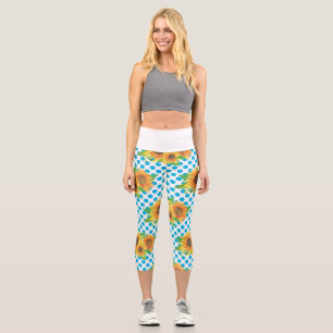 Sunflower Floral Outfits Capri Leggings