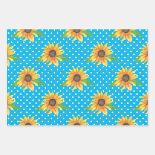 Sunflower Floral Outline Wrapping Paper Sheet