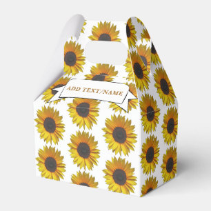 Sunflower Floral Pattern Custom Name Favour Box