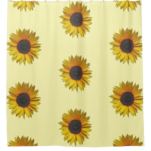 Sunflower Floral Pattern Shower Curtain (Front)