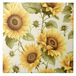 Sunflower Floral Pattern  Tile