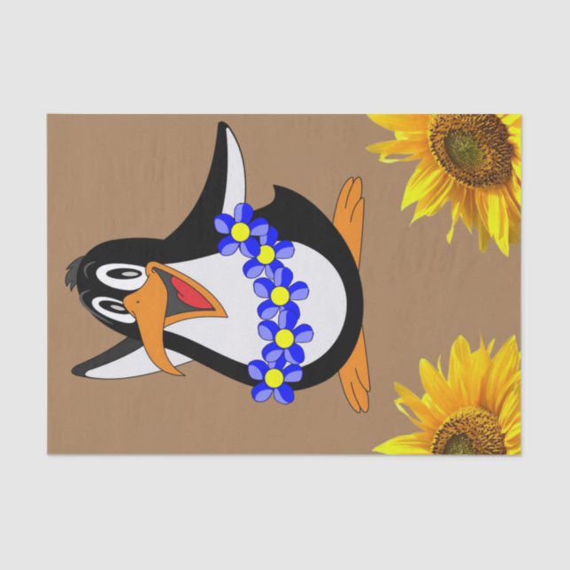 Sunflower Floral Penguin Tissue Paper (Front)