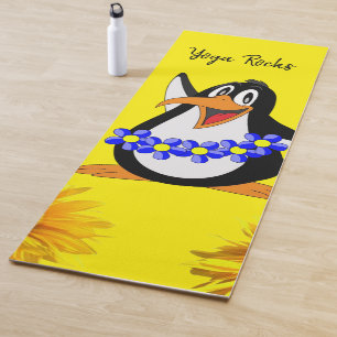 Sunflower Floral Penguin  Yoga Mat