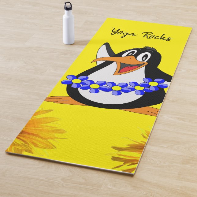 Sunflower Floral Penguin  Yoga Mat (In Situ)