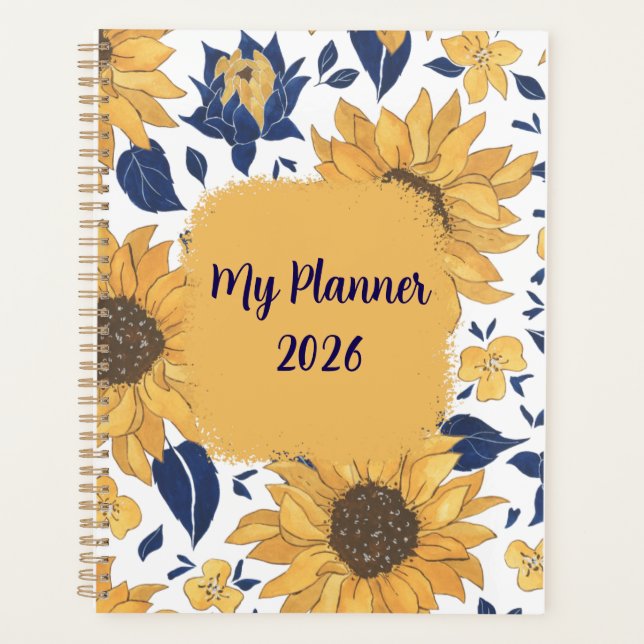 Sunflower Floral Planner Cover (Front)