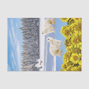Sunflower Floral Polar Bear Tissue Paper