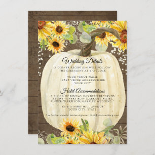 Sunflower Floral Pumpkin Twinkle Lights Details Enclosure Card