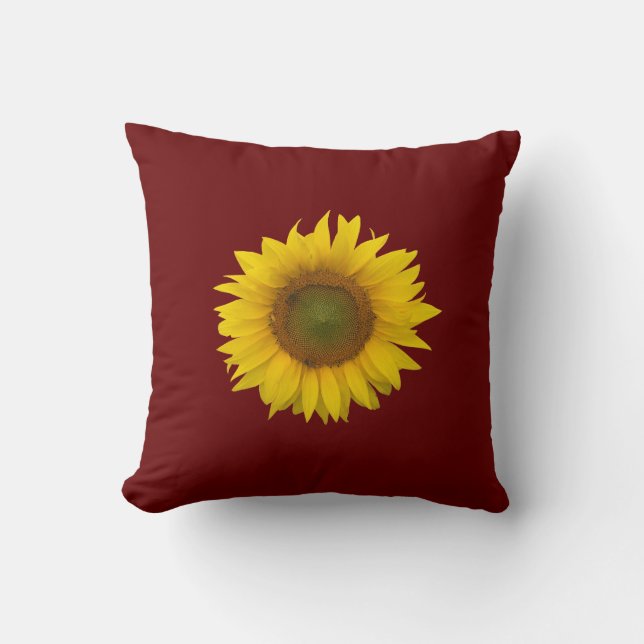 Sunflower Floral Red Cushion (Front)