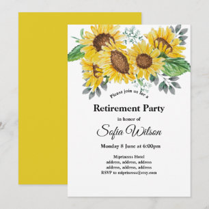 sunflower, floral retirement party invitation