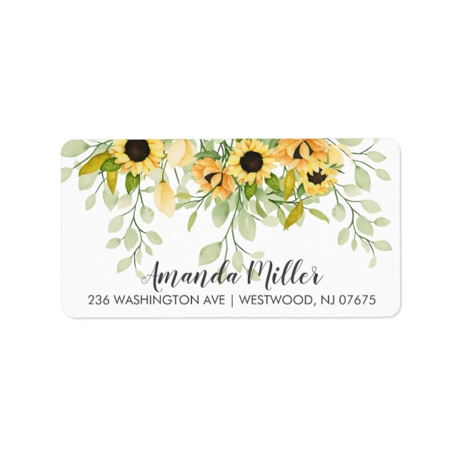 Sunflower Floral Return Address Label (Front)
