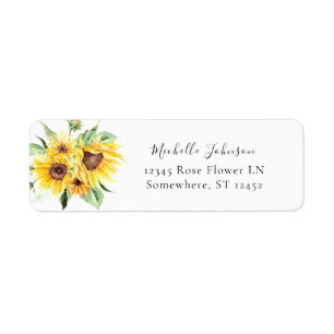 Sunflower Floral Return Address Label