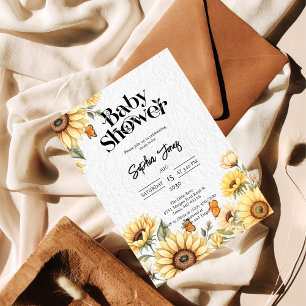 Sunflower Floral Rustic Baby Shower Invitation