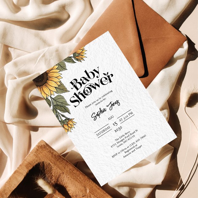 Sunflower Floral Rustic Baby Shower Invitation (Creator Uploaded)