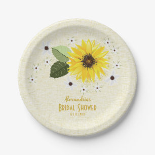 Sunflower Floral Rustic Bridal Shower Wedding Paper Plate