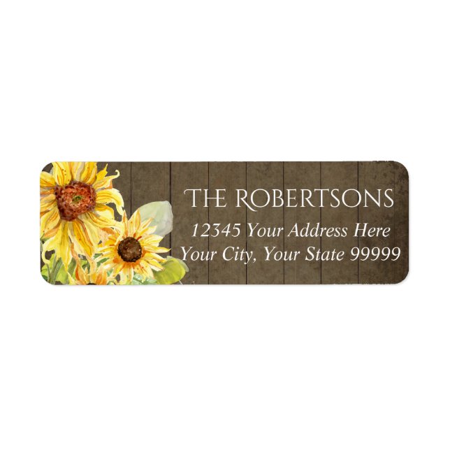 Sunflower Floral Rustic Farmhouse | Return Address (Front)