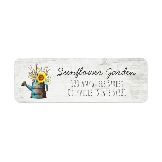 Sunflower Floral & Rustic Wood Return Address (Front)
