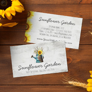 Sunflower Floral & Rustic Wood Vintage Cottage Business Card