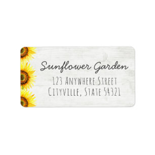 Sunflower Floral & Rustic Wood Vintage Cottage Label