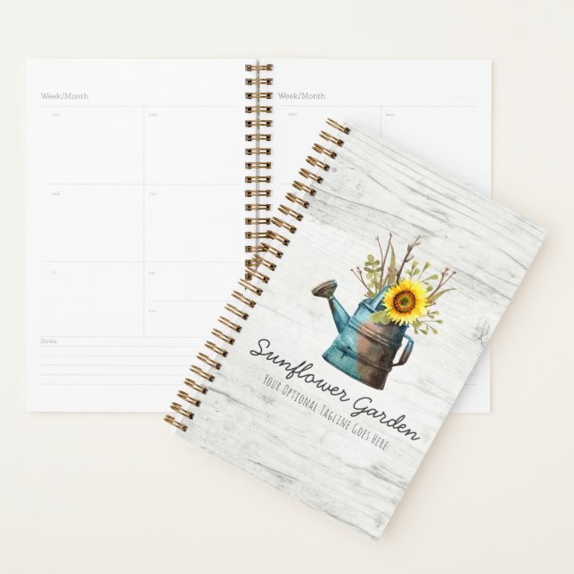 Sunflower Floral & Rustic Wood Vintage Cottage Planner (Display)