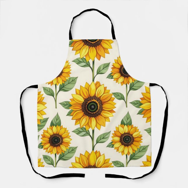 Sunflower Floral Seamless Pattern Bright Yellow Apron (Front)
