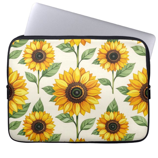 Sunflower Floral Seamless Pattern Bright Yellow Laptop Sleeve (Front)