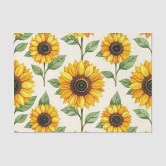 Sunflower Floral Seamless Pattern Bright Yellow Tissue Paper