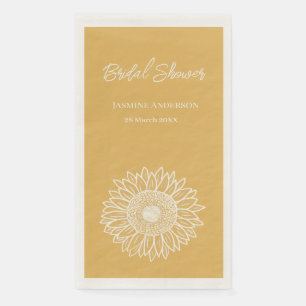 Sunflower Floral Sketch Modern Bridal Shower Napkin