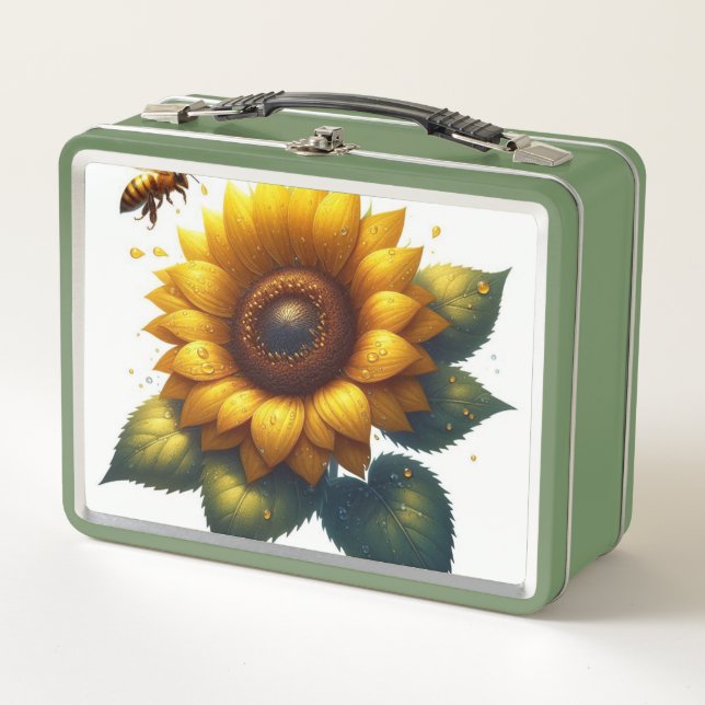 Sunflower Floral Summer  Metal Lunch Box (Front)