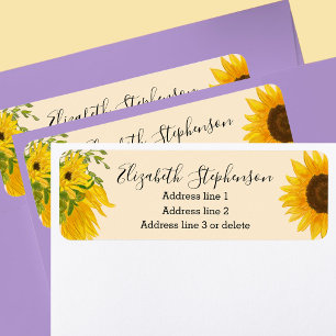 Sunflower floral tan return address labels
