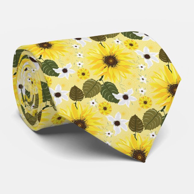 Sunflower Floral Tie (Rolled)