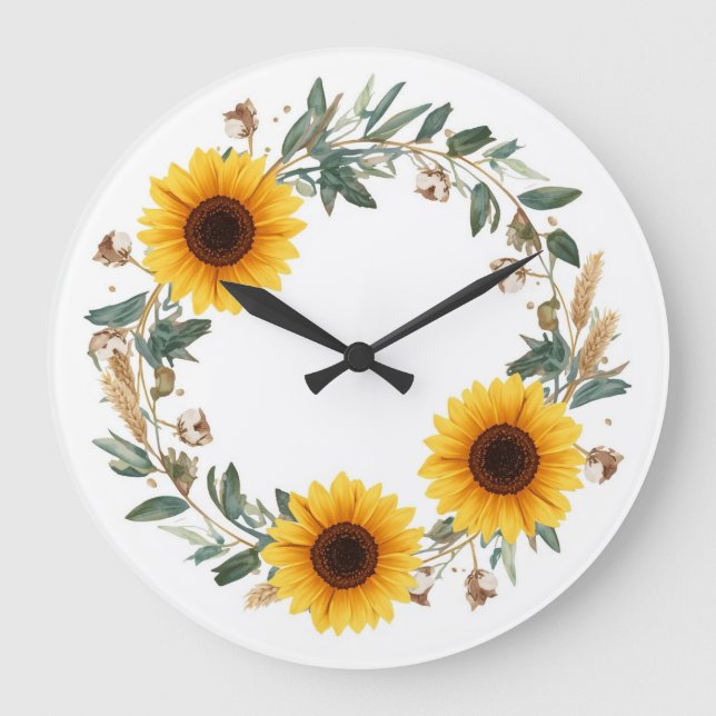 Sunflower Floral Wall Clock (Front)
