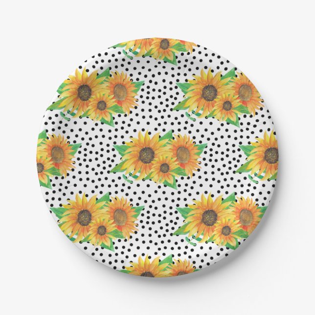 Sunflower Floral Wall Decals Paper Plate (Front)