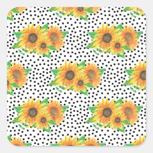 Sunflower Floral Wall Decals Square Sticker