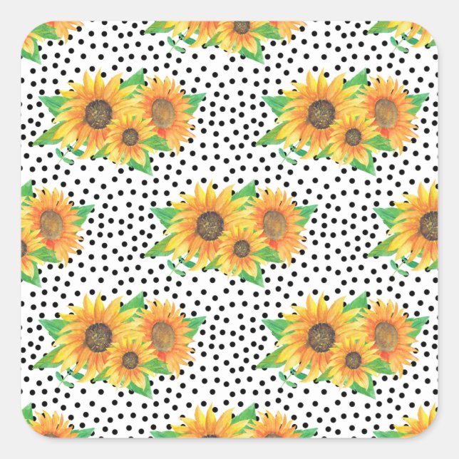 Sunflower Floral Wall Decals Square Sticker (Front)