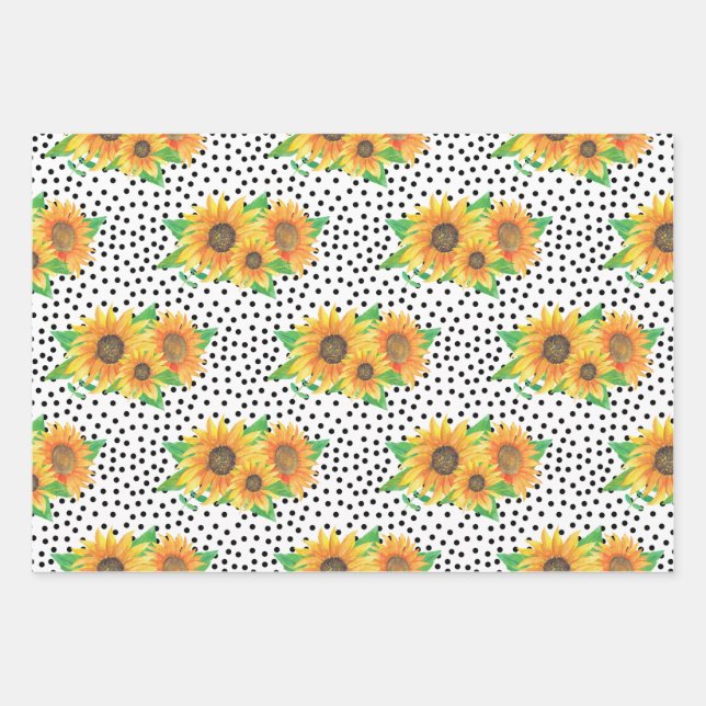 Sunflower Floral Wall Decals Wrapping Paper Sheet (Front)