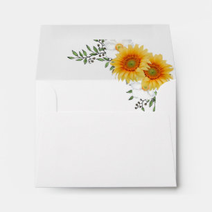 Sunflower Floral Wedding Envelope