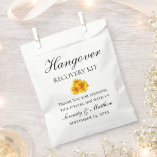 Sunflower Floral Wedding Hangover Recovery Kit Favour Bags