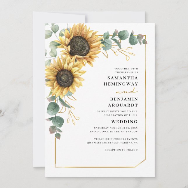 Sunflower Floral Wedding Invitation (Front)