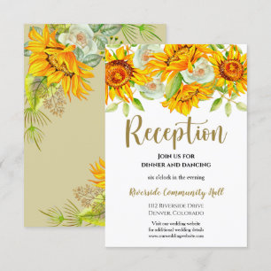 Sunflower Floral Wedding Reception Insert Invitation